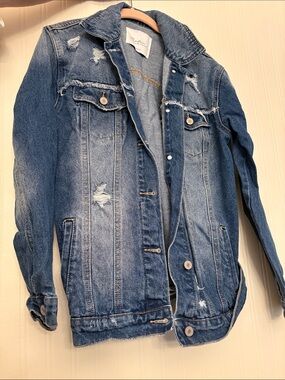 KanCan Distressed Blue Denim Jacket XS